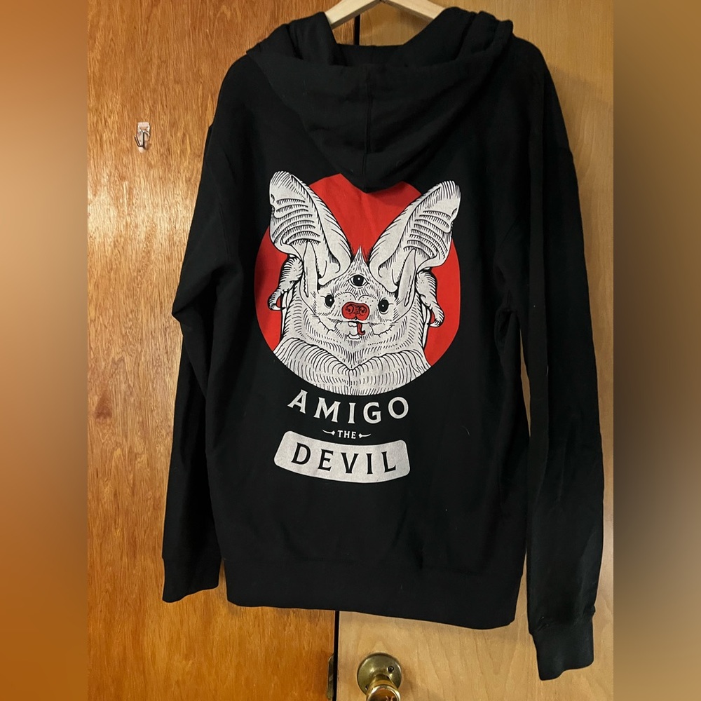 NWOT Amigo The Devil Bat Zip Up Sweatshirt, size medium